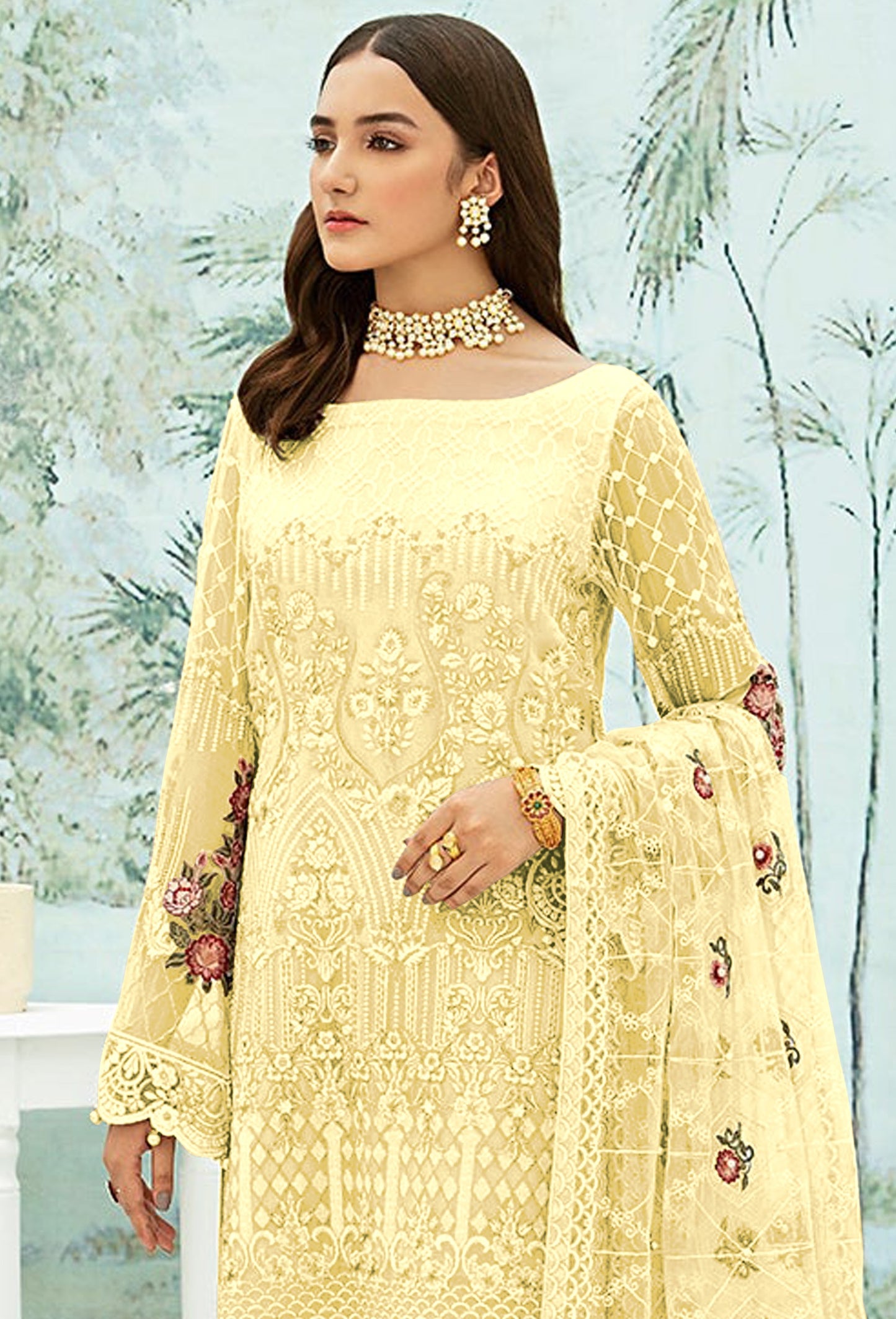 Yellow Heavy Fox Georgette With Sequence Salwar Suit - Joshindia