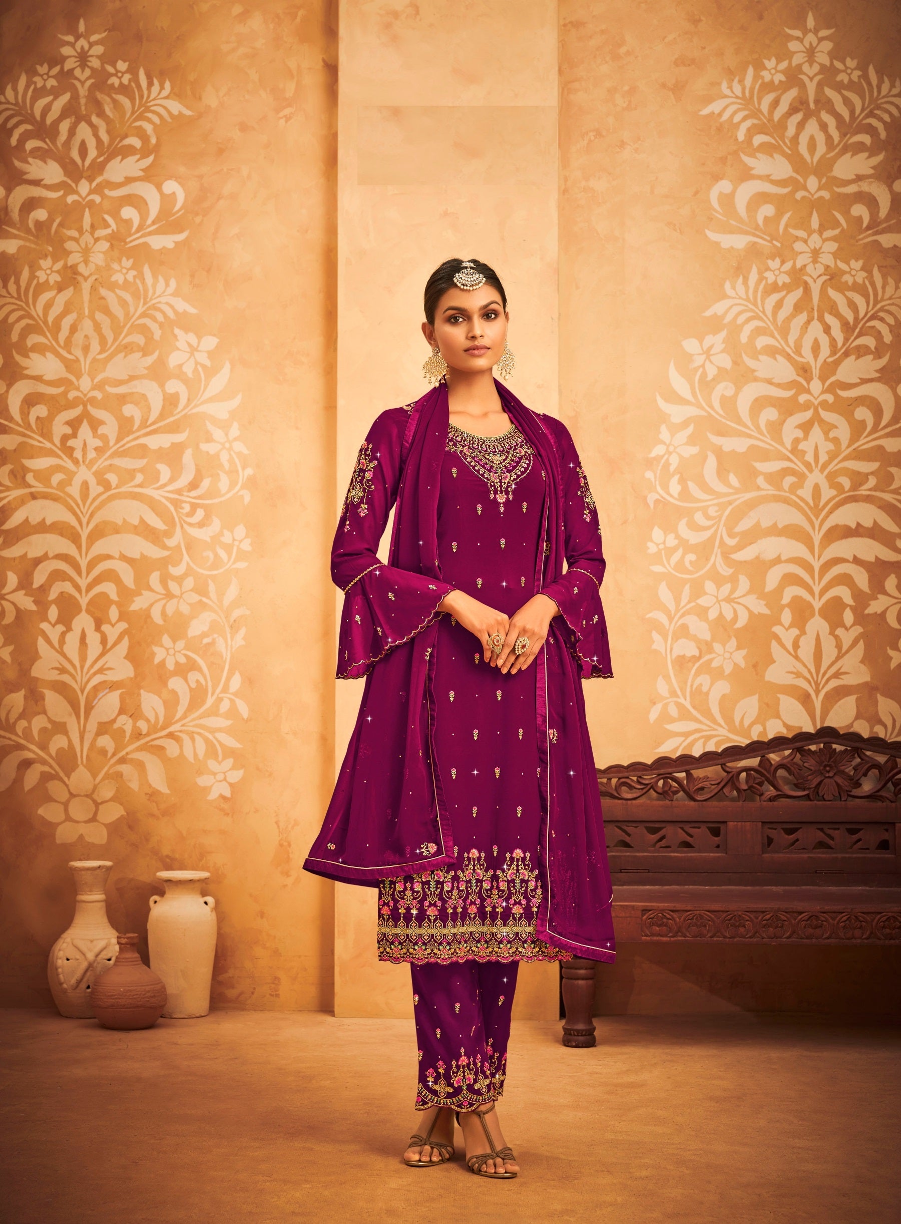 Semi stitched shop palazzo suits