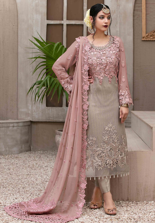 Pink Heavy Fox Georgette with Heavy Embroidery Sequence Work Straight Suit - Joshindia