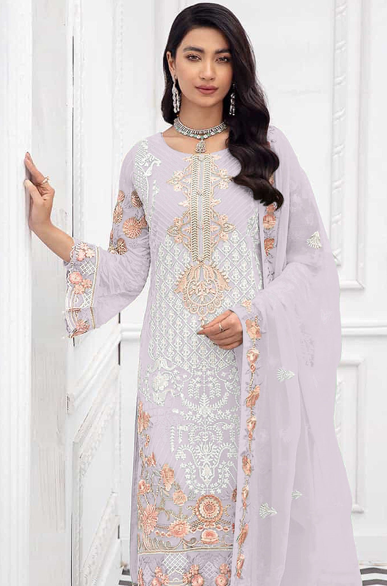 Wine Color Faux Georgette Straight Salwar Suit - Joshindia