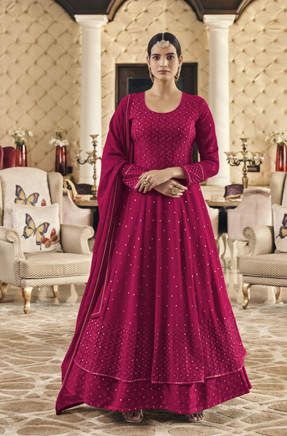 Maroon Color long Anarkali Salwar Suit - Joshindia