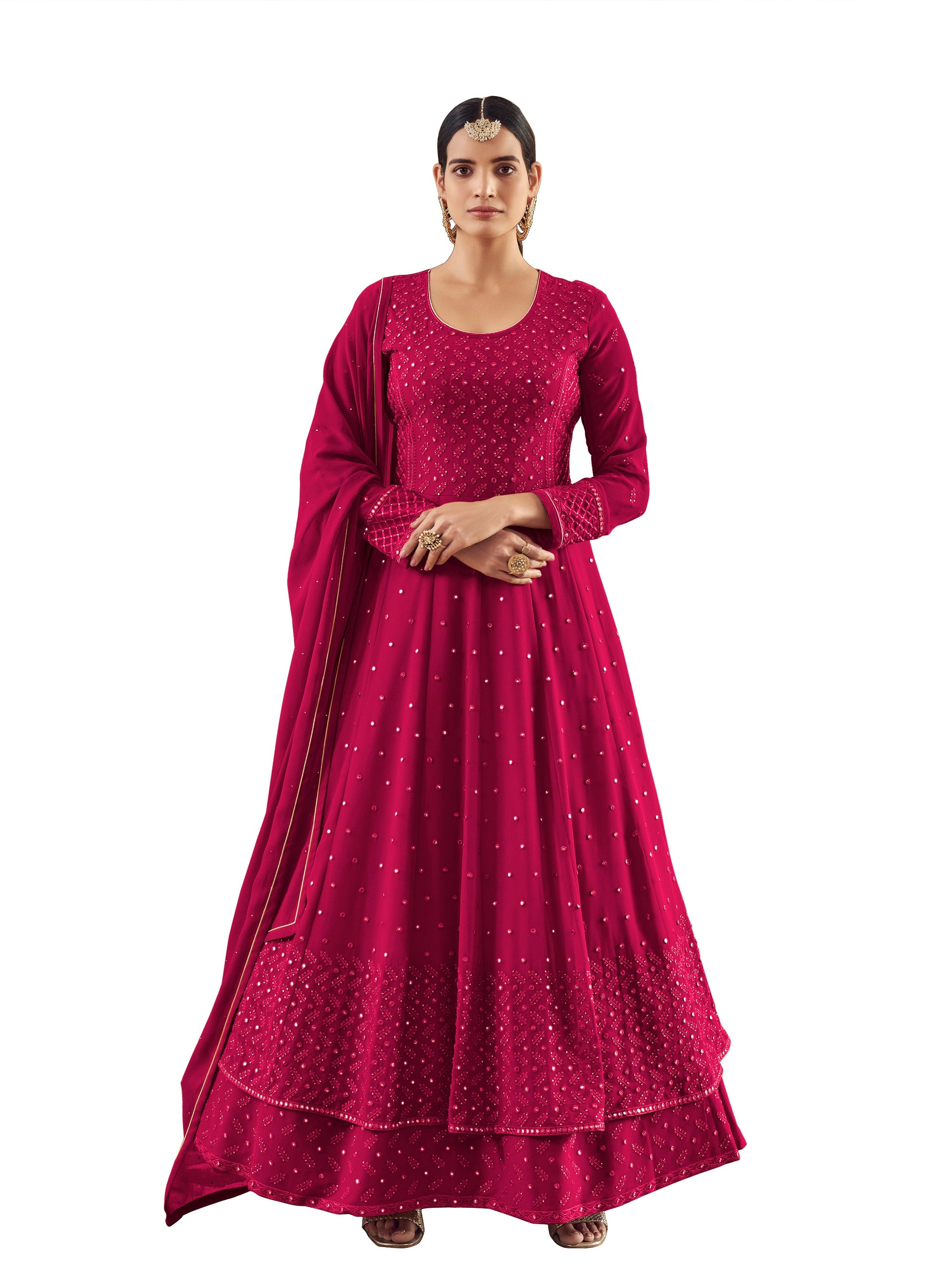 Maroon Color long Anarkali Salwar Suit - Joshindia