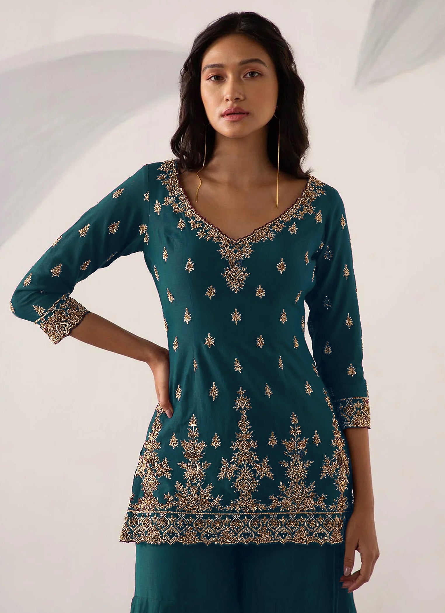 Sea Blue Color Heavy Georgette With Sequence Work Sharara suit – Joshindia