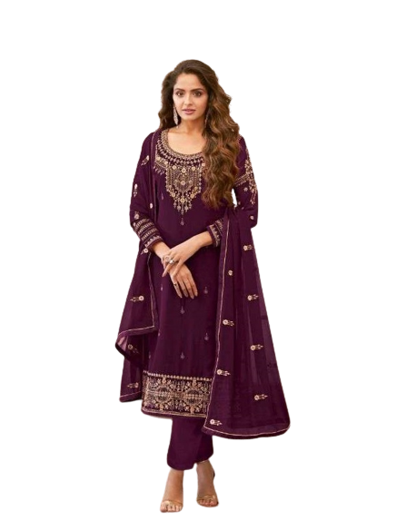 Purple Color Georgette With Embroidery Work Salwar Suit – Joshindia