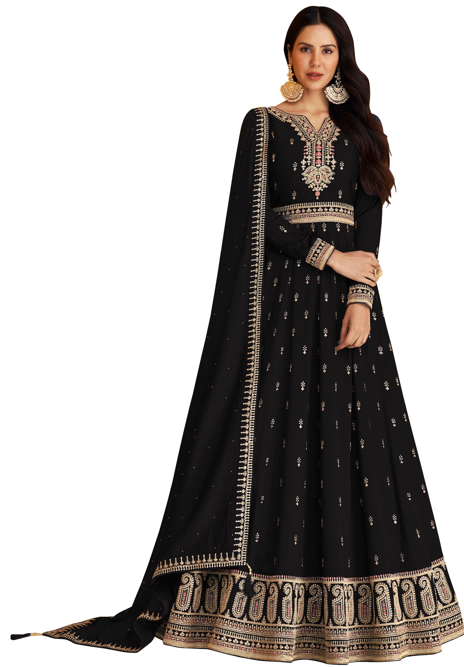 K&E Stitched Ladies Absolute Black Anarkali Suit, Dry clean at Rs 1100 in  Jodhpur