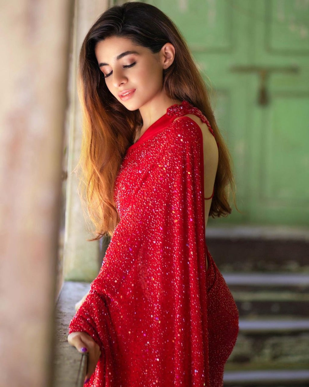 Premium Photo | Stylish Indian girl shines in emerald green silk saree  celebrating tradition and color