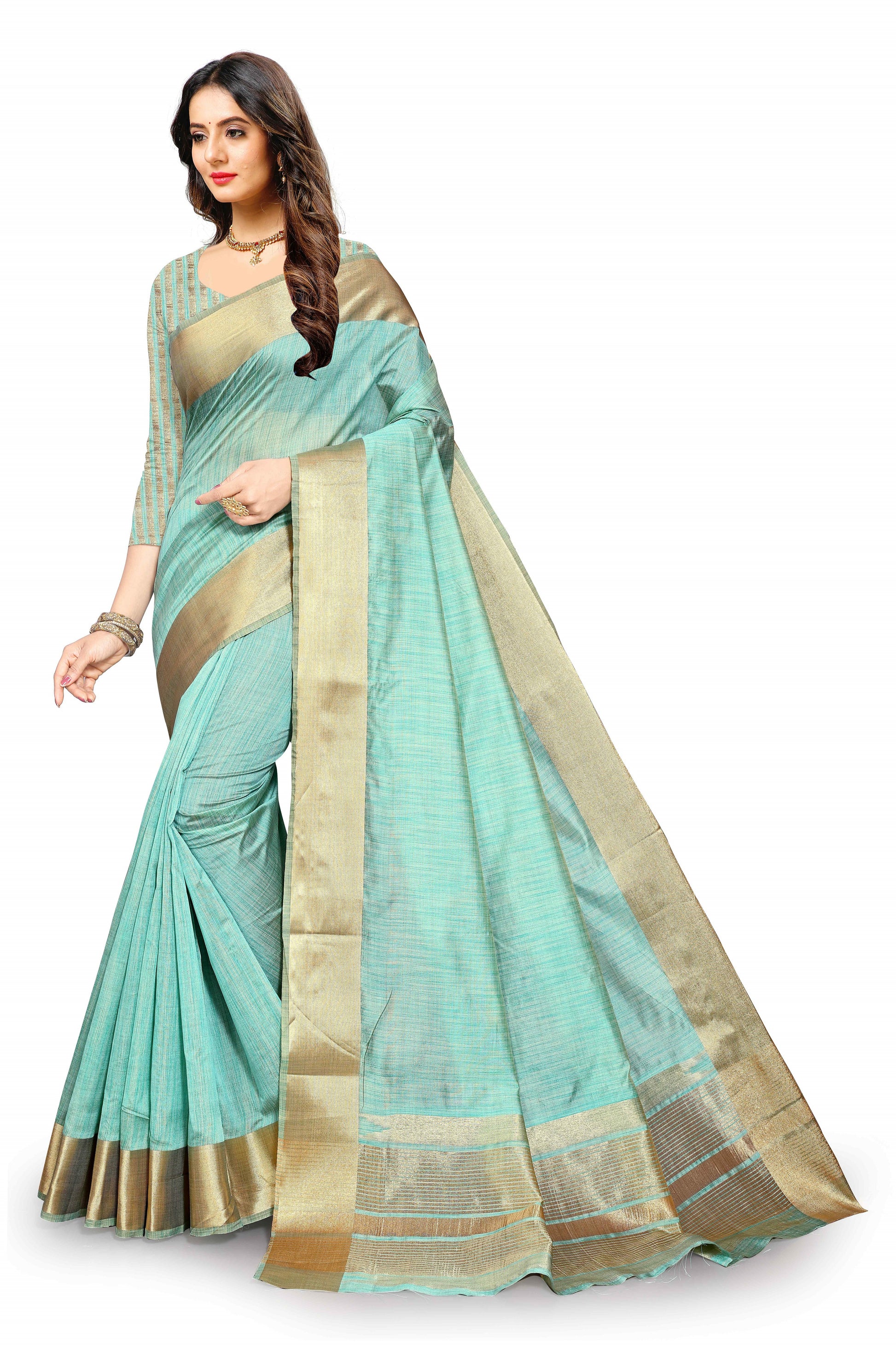 Sjy color cotton silk saree - Joshindia