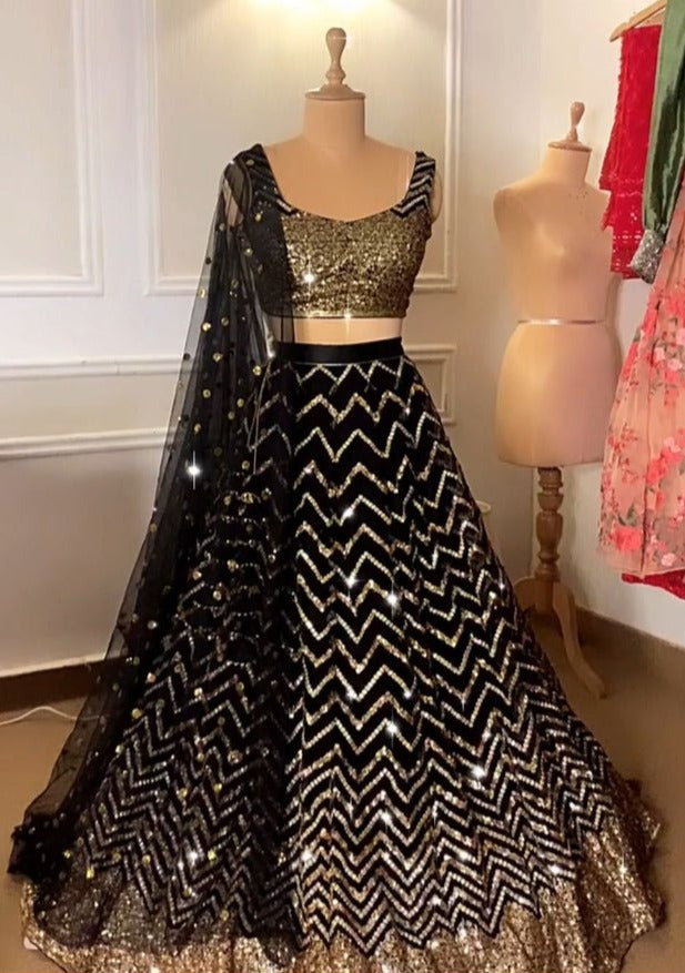 Buy Fancy Fabric Black Lehenga Choli Online