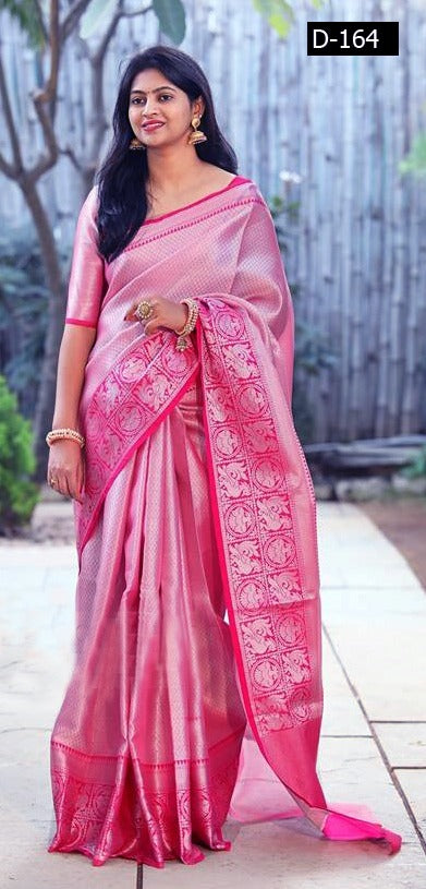 Onion Pink Kora Silk Saree highlighted with contrast woven border - Mirra  Clothing