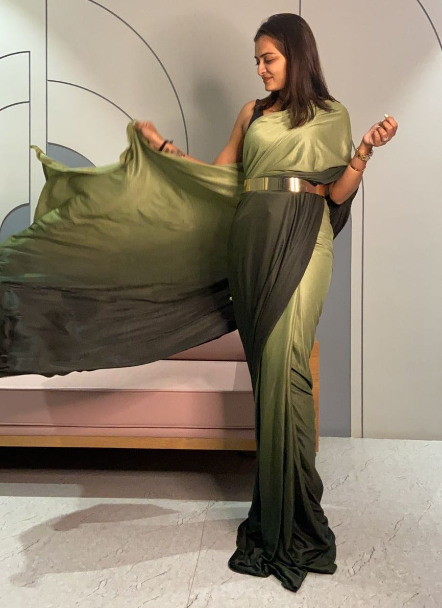 Green color ready to wear saree at best price buy now - Joshindia