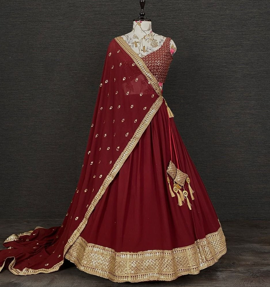 Trending maroon lehengha choli with Dupata for classy looks - Joshindia