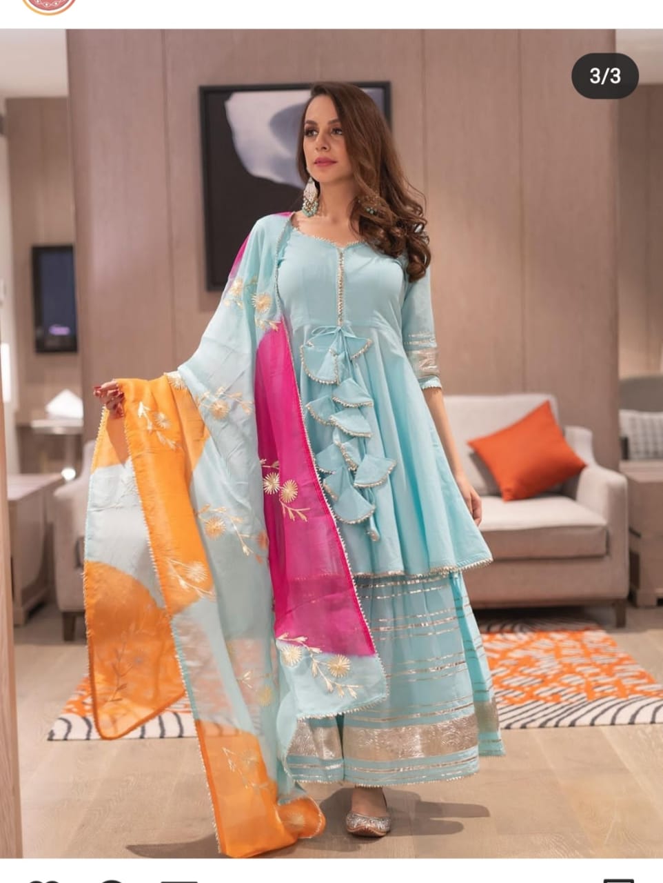 Blue color trendy cotton sharara suit at affordable rate buy now - Joshindia