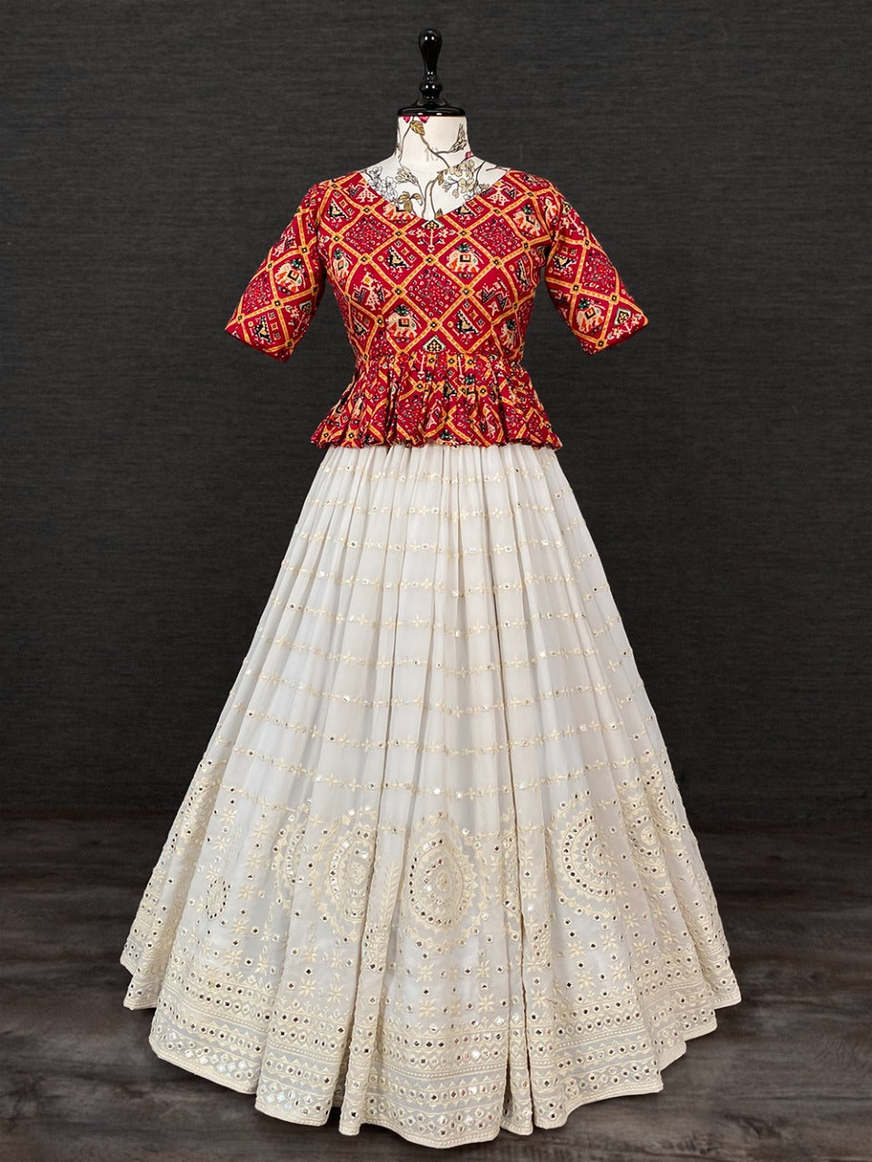 Jacket Style Multi Printed Silk Lehenga Choli