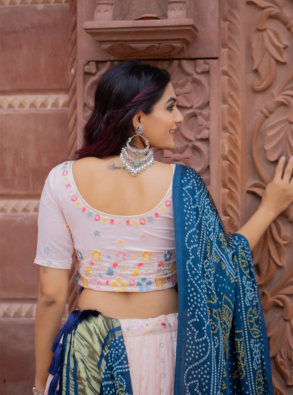 Pink Color Chanderi Cotton With Designer Lehenga Choli - Daraz India