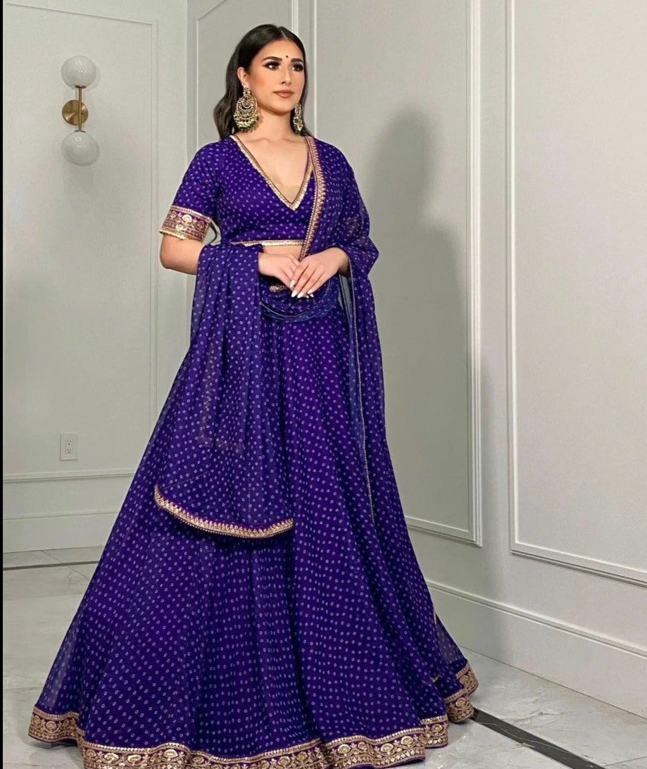 Wedding Lehenga Choli Purple with Embroidered Organza - LC4671