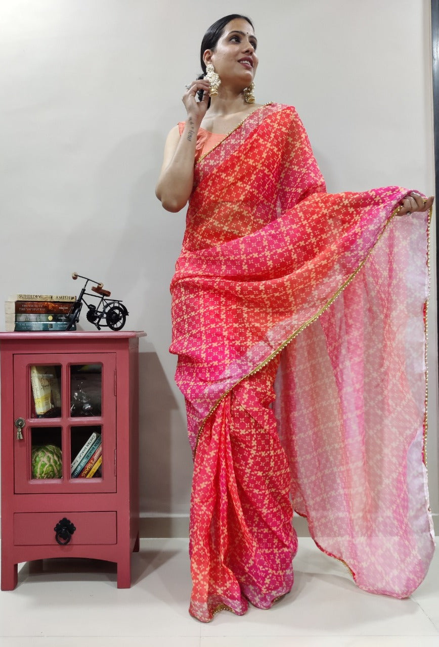 Pink Chiffon Party Wear Saree at Rs 2000 in Tulsipur | ID: 2851278396433