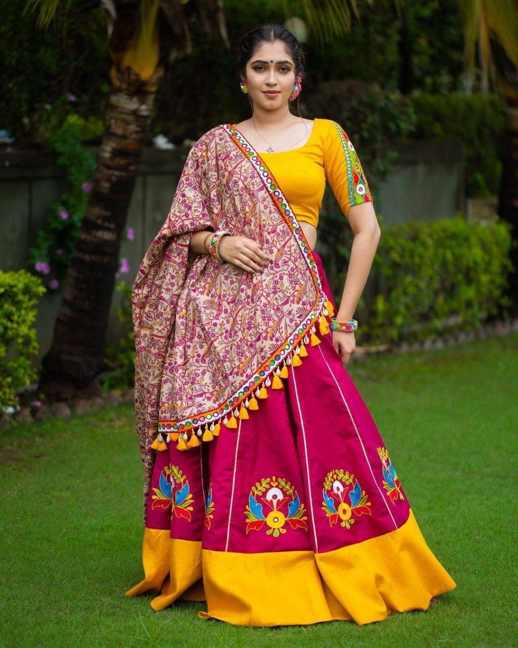 Yellow Lehenga Cholis: Buy Latest Indian Designer Yellow Ghagra Choli  Online - Utsav Fashion | Cotton lehenga, Navratri dress, Lehenga choli  online