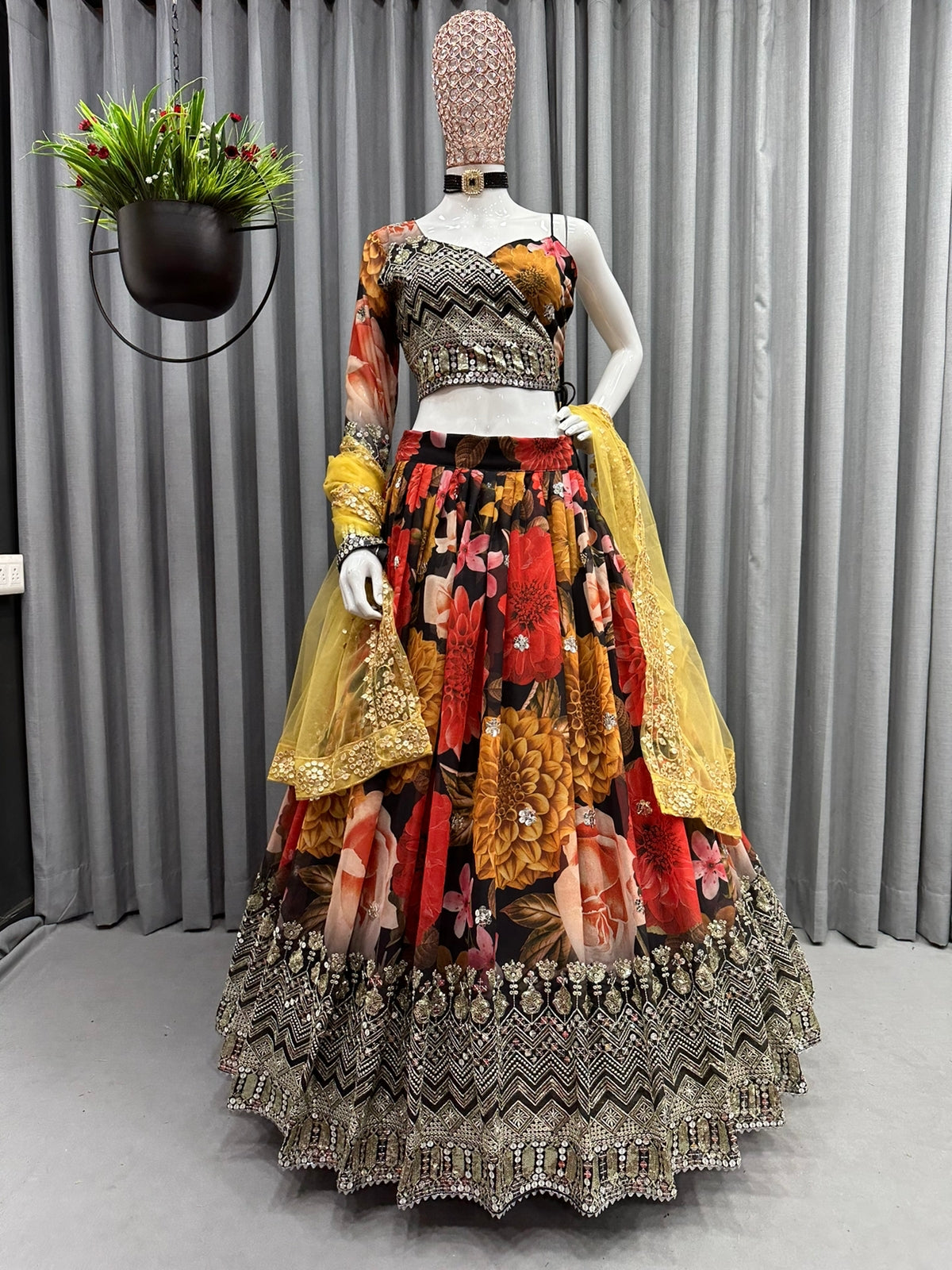 Floral embroidered heavy designer multi color lehenga choli - Joshindia