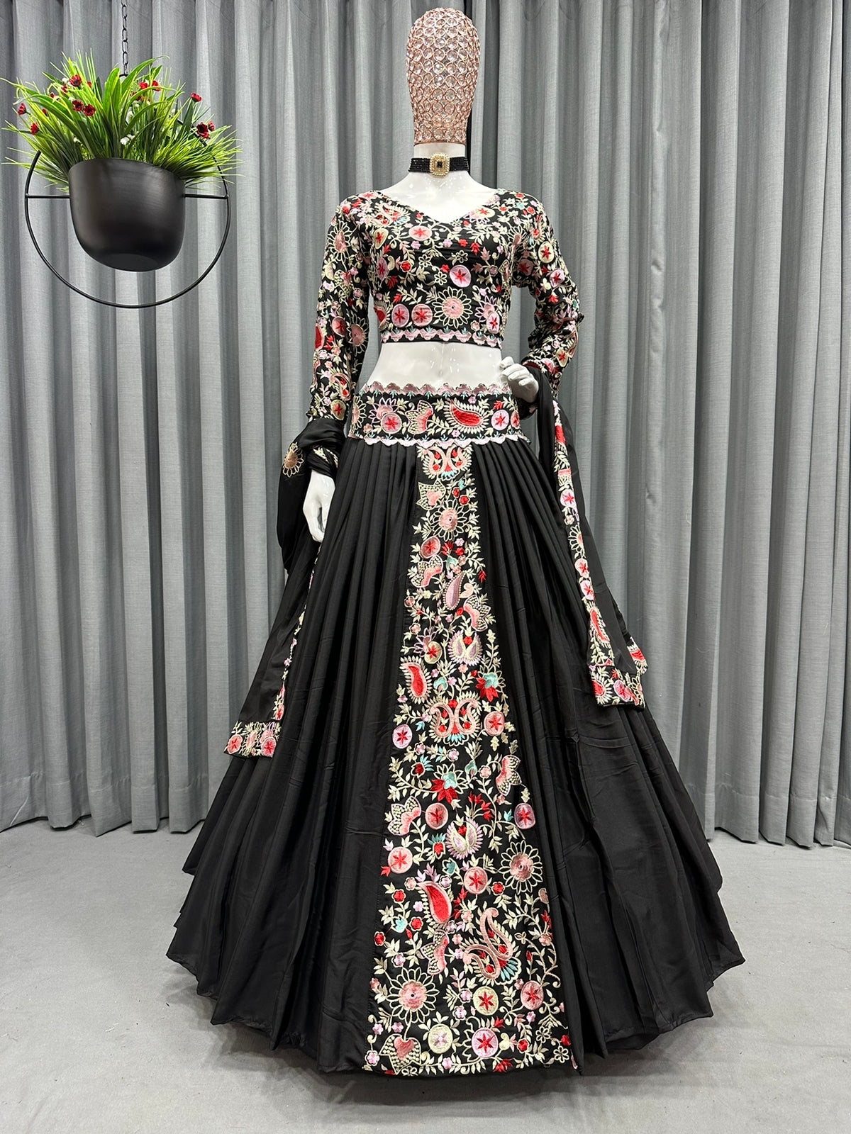 Black color heavy designer lehenga choli for stylish look - Joshindia