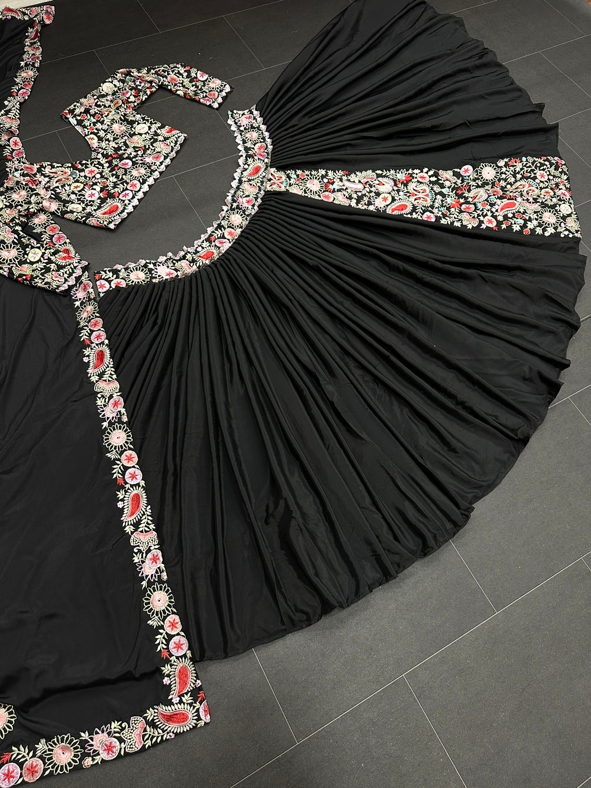 Black color heavy designer lehenga choli for stylish look - Joshindia