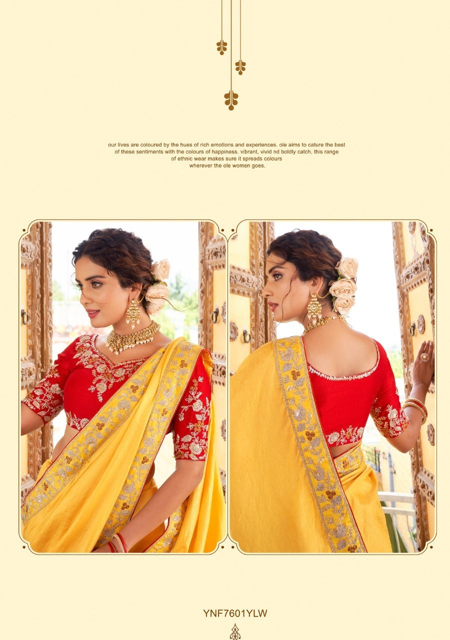 pretty indian women in a golden yellow kanjivaram saree and red coin  embroidery designer blous… | Pattu saree blouse designs, Wedding blouse  designs, Blouse designs