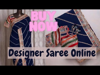 Blue designer saree for royal look buy now