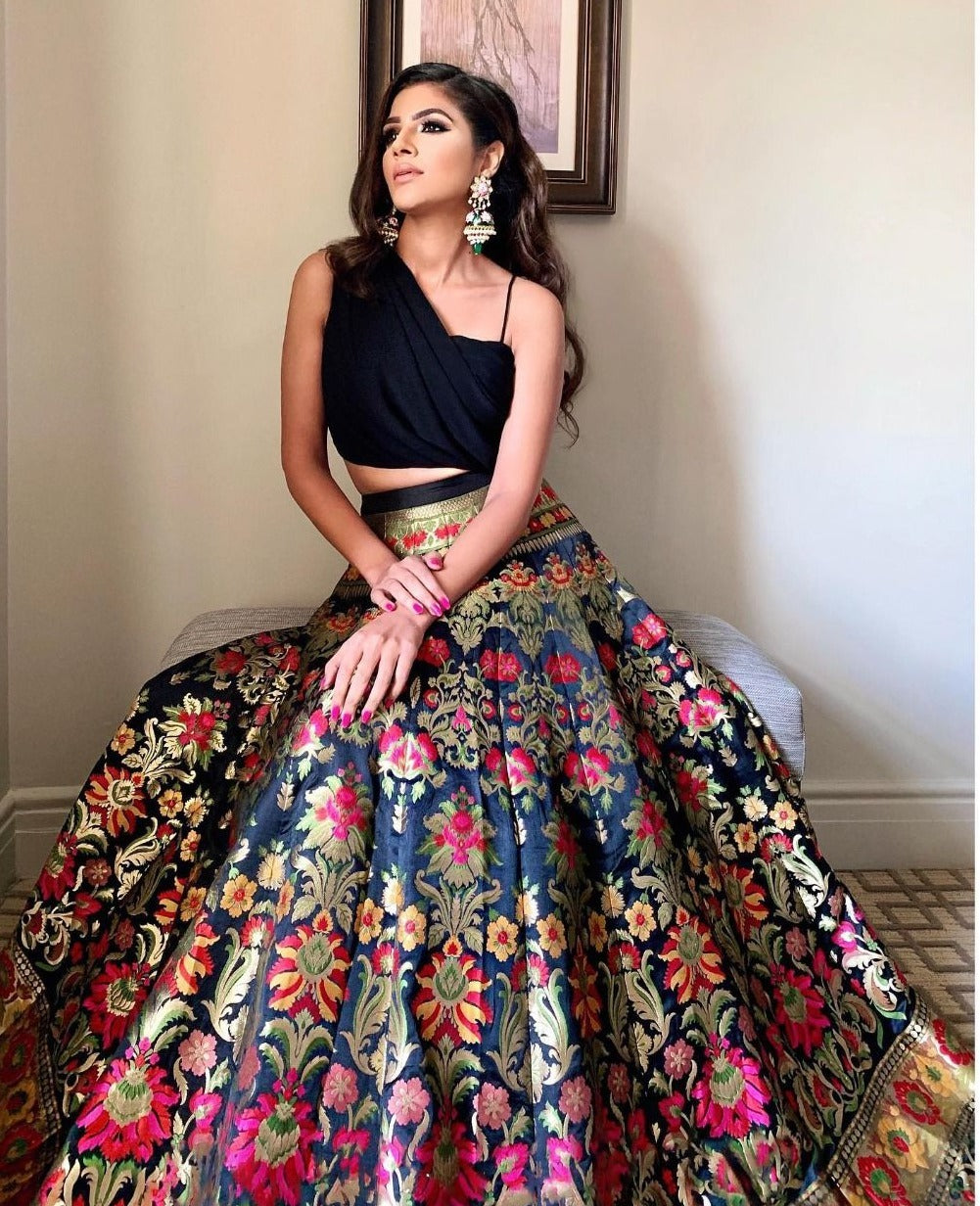 Black Sequence Lehenga For Cocktail Party 2024