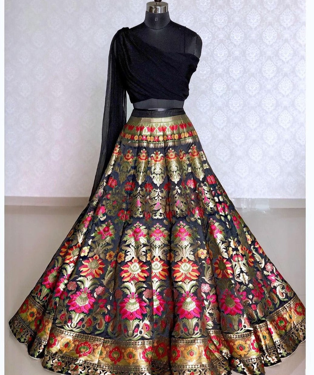 Classy Designer Partywear and Wedding Embroidered Short kameez with skirt  Bespoke made to order -