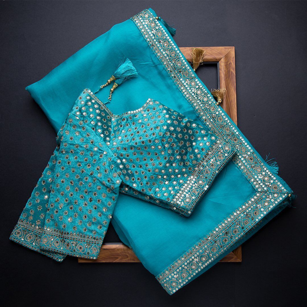 Beautiful Sky Blue Saree For Wedding Buy Now - Joshindia