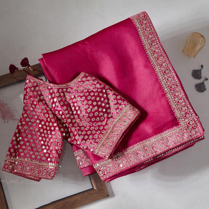 Beautiful Pink Saree For Wedding Buy Now - Joshindia