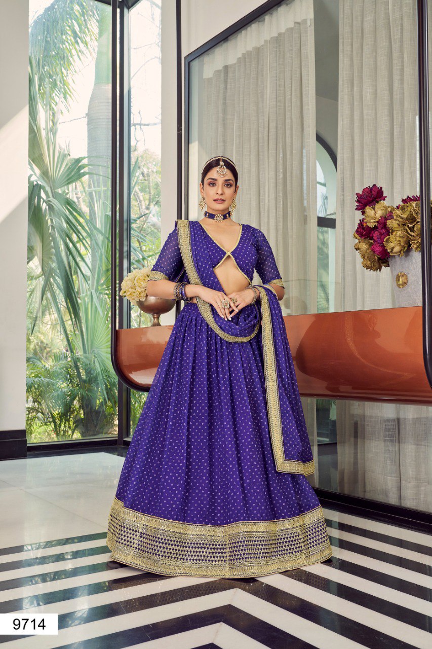 violet color georeget desinger lehenga choli - Joshindia