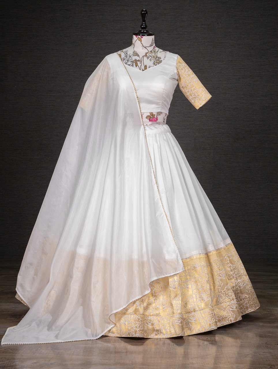 Georgette Belt Style Lehenga Choli With Net Dupatta And Multi-thread, Gota  Patti Embroidery | Exotic India Art