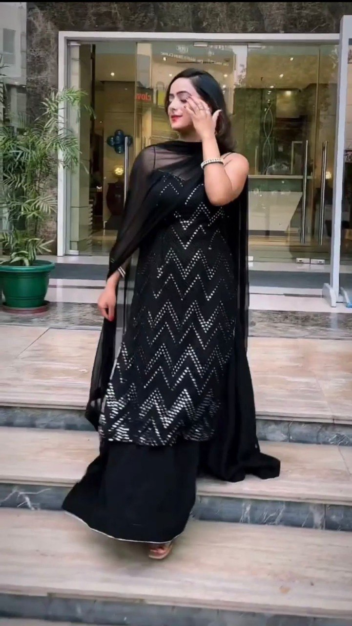 Black color trending floor length salwar suit buy now - Joshindia