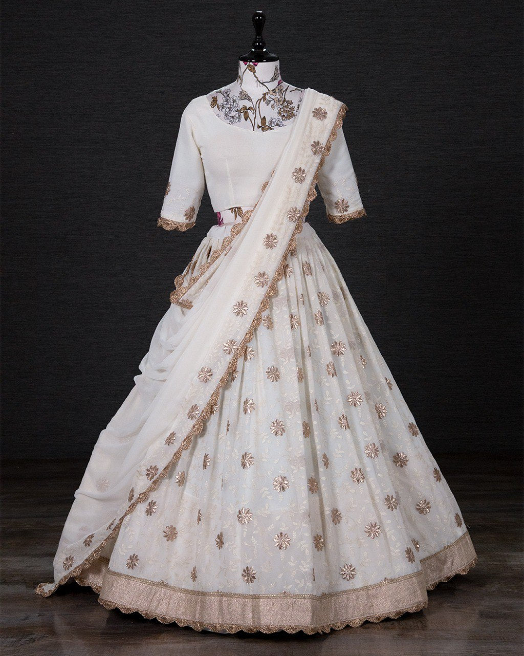 Buy White Cotton Lehenga Choli Online for Women in USA