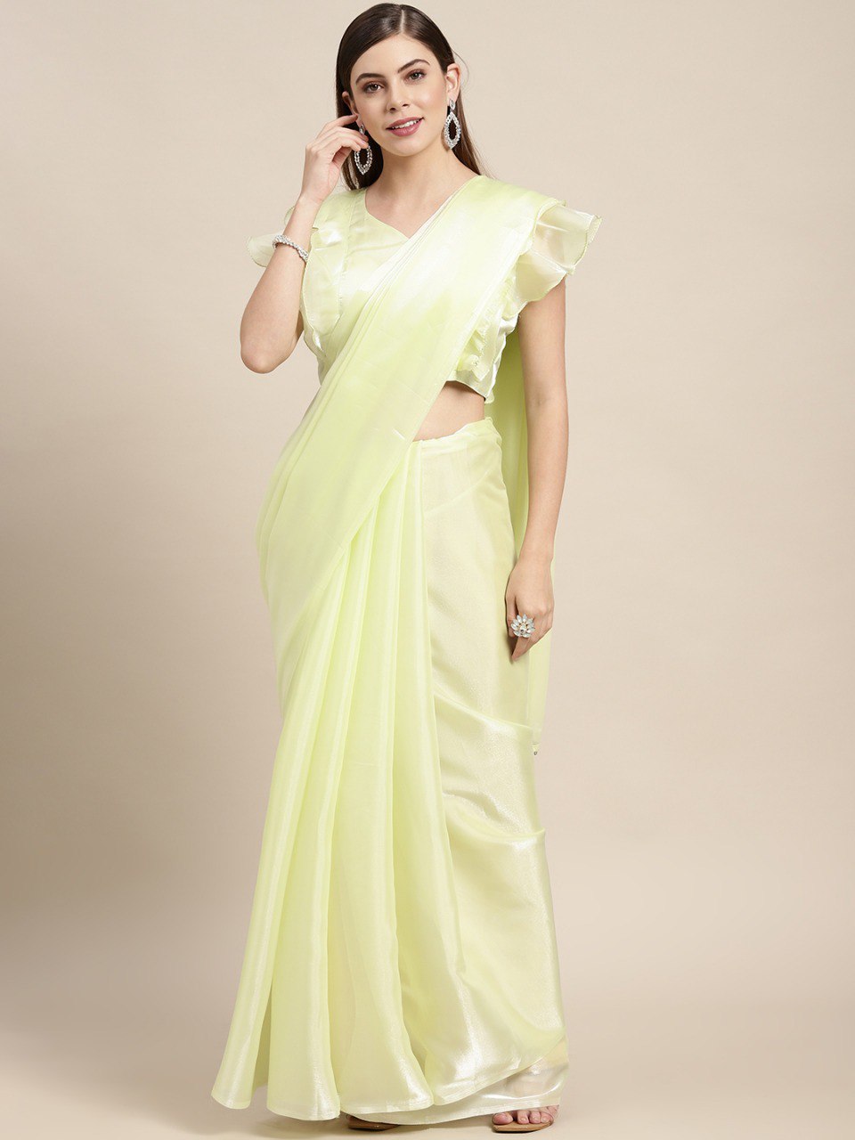 Buy Pista Color Latest Saree Collection Online in India - Joshindia