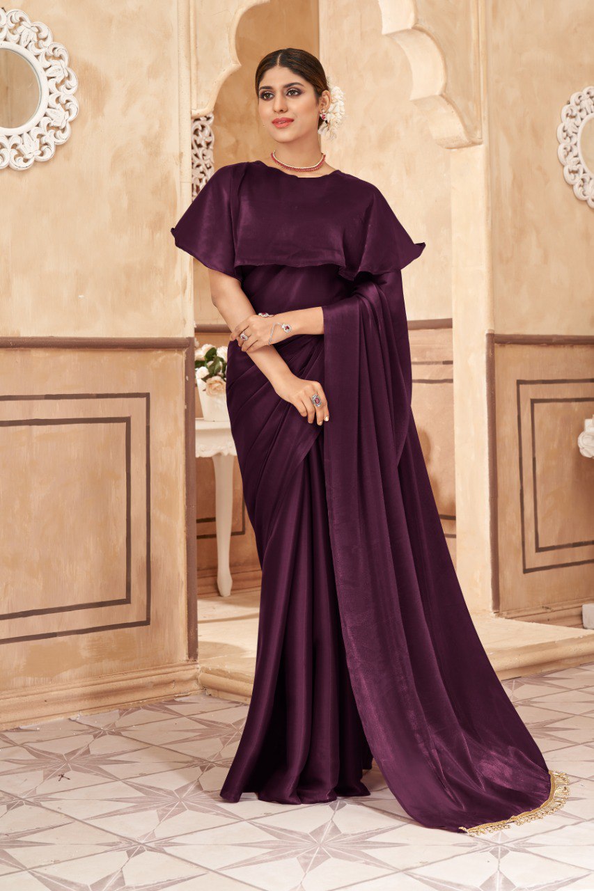 Buy Wine Color Latest Saree Collection Online in India - Joshindia