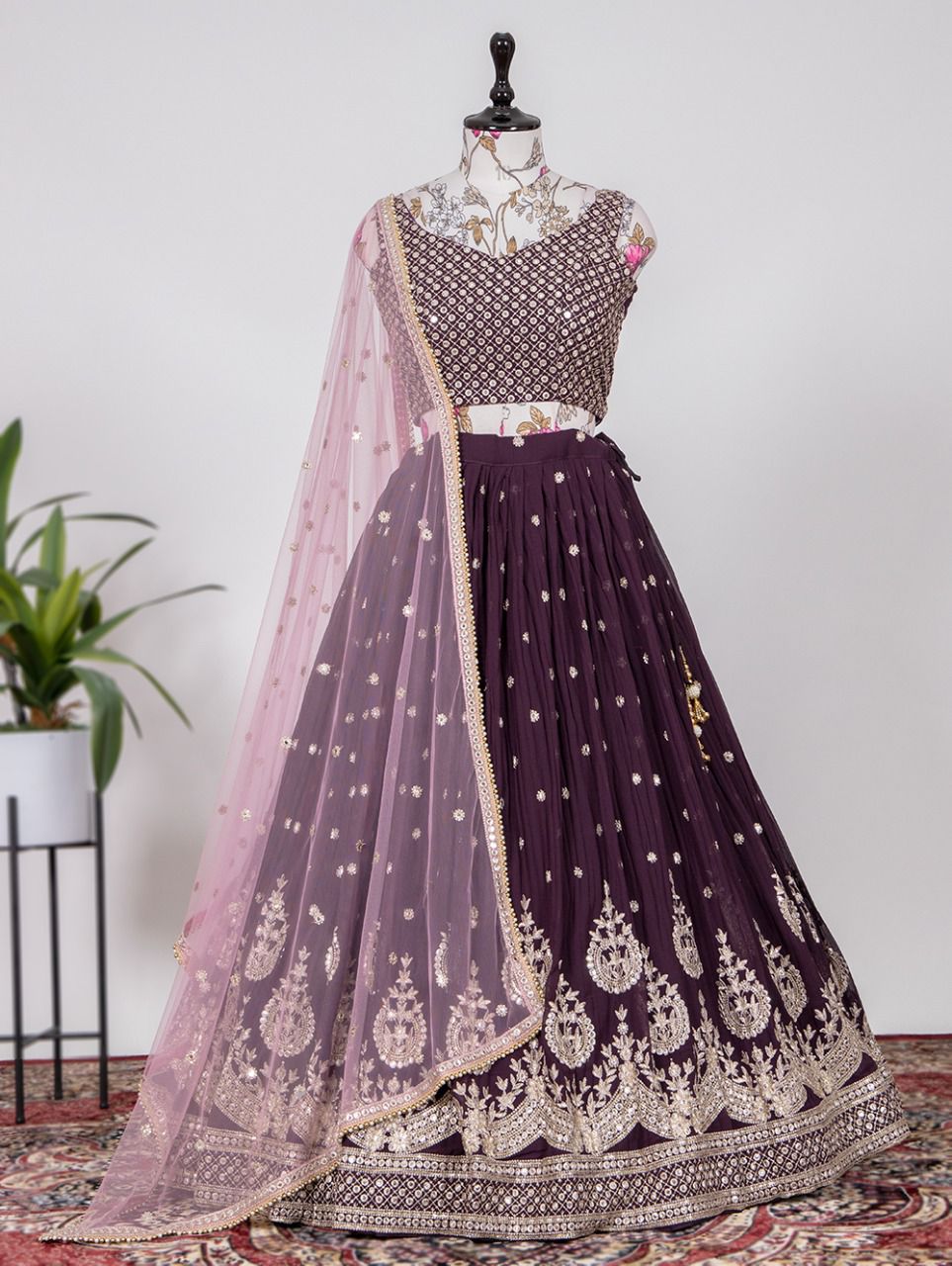 Buy Navy Blue Chinon Rajasthani Lehenga With Long Top From Ethnic Plus.