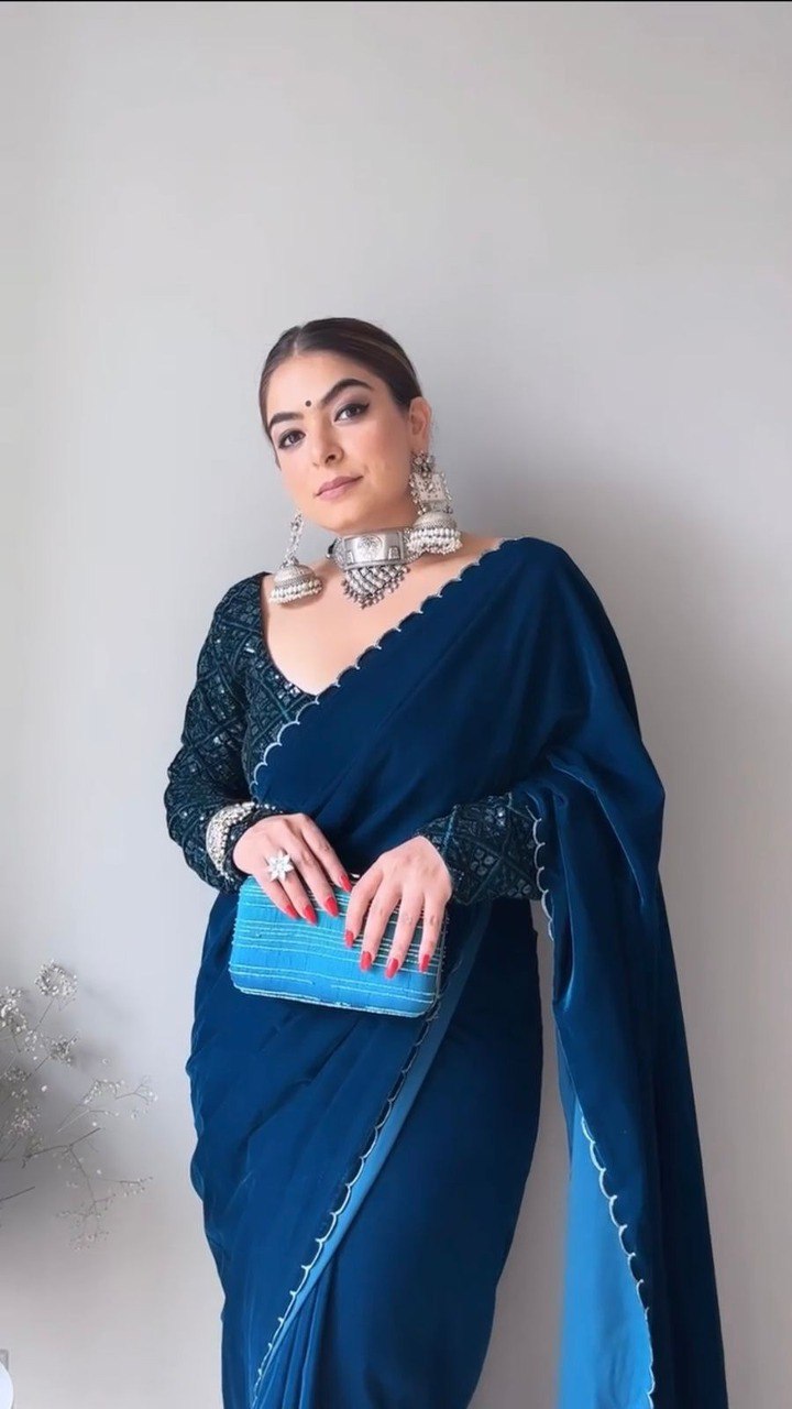 Buy Dark Blue Color Latest Saree Collection Online in India - Joshindia